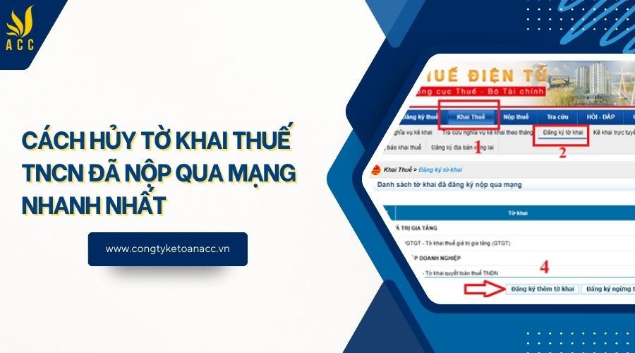 Cách hủy tờ khai thuế TNCN đã nộp qua mạng nhanh nhất